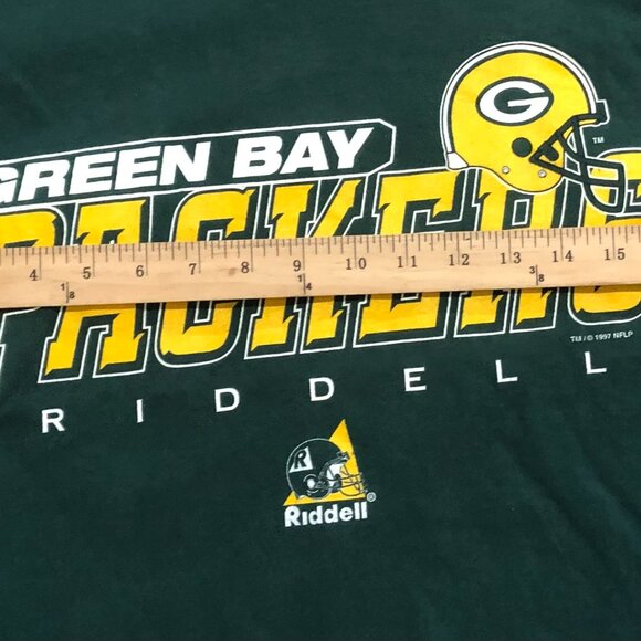 Vtg 90's Riddell Green Bay Packers Mens Medium Tee T Shirt Green - Picture 4 of 10